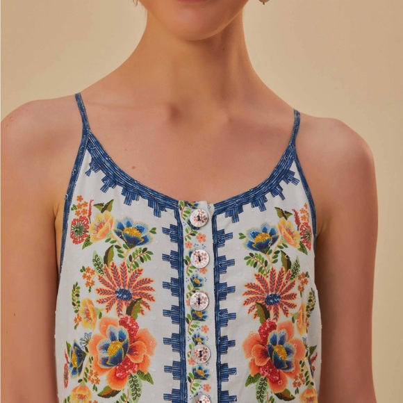 Farm Rio Off-White Delicate Garden Midi Dress - Picture 2 of 16